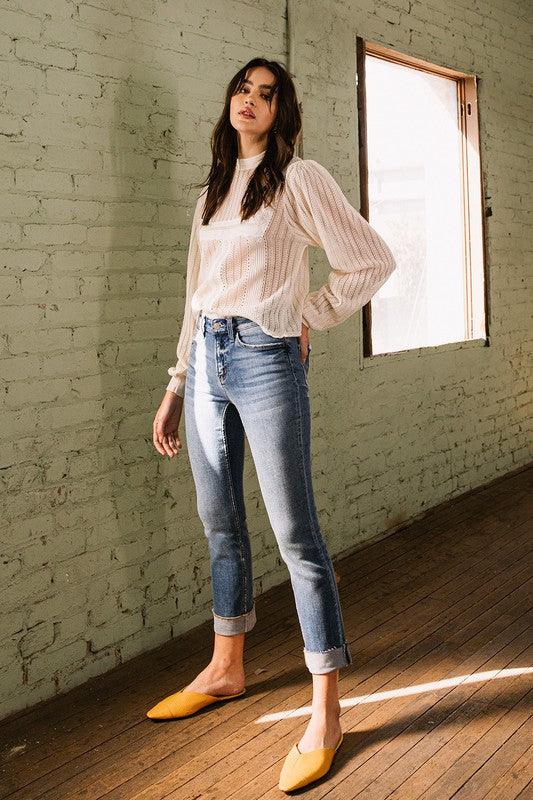 Mid Rise Flare Jeans- Doss Dollz