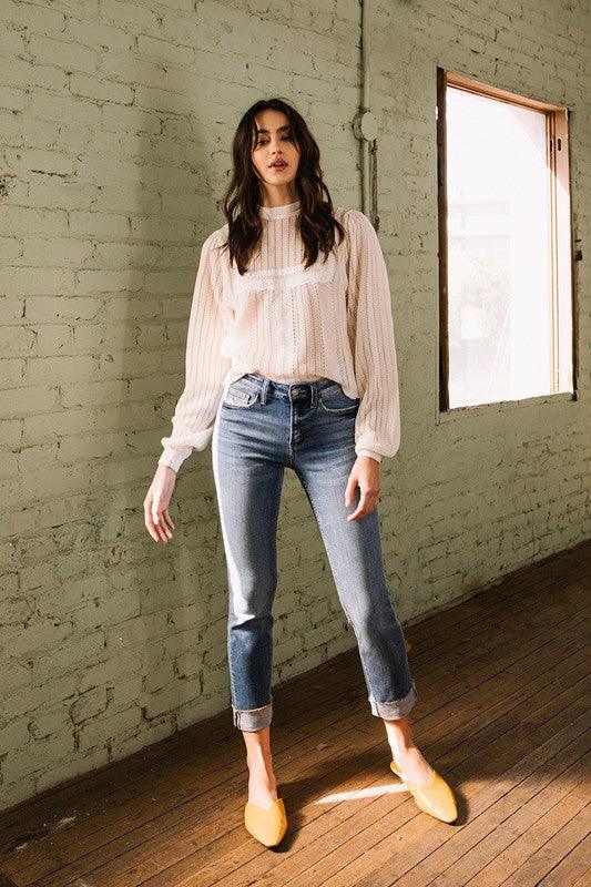 Mid Rise Flare Jeans- Doss Dollz
