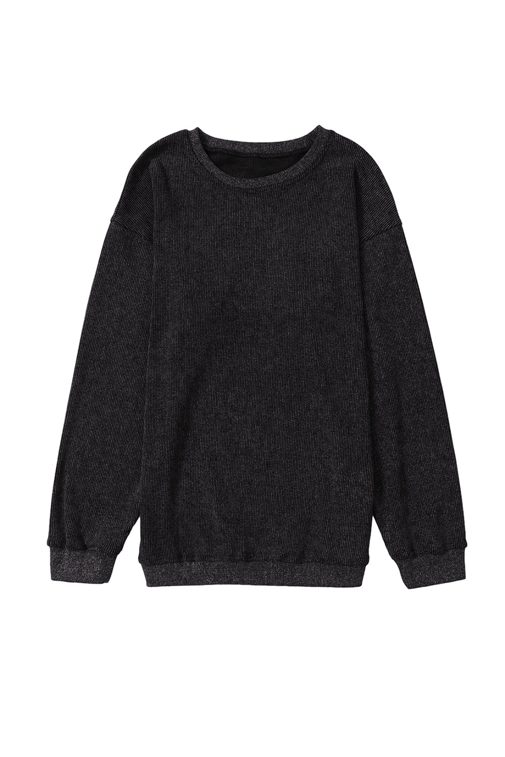 Black Sequin LOVE Chenille Embroidered Graphic Corded Sweatshirt