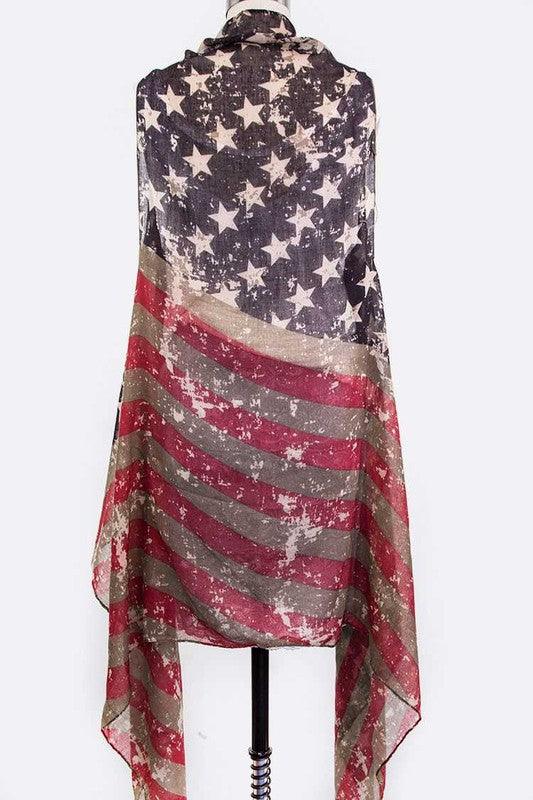 Vintage American Flag Sleeveless Cardigans