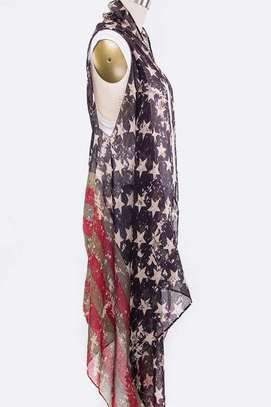 Vintage American Flag Sleeveless Cardigans