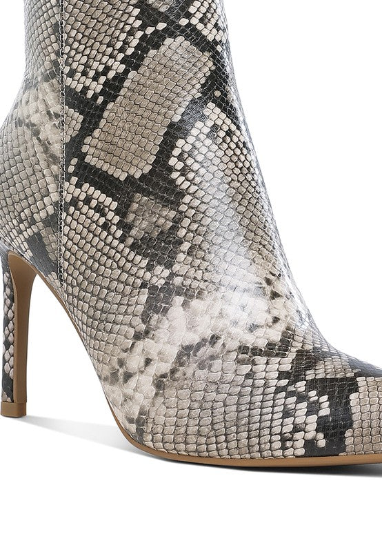 Tatria Textured Stiletto Heel Ankle Boots