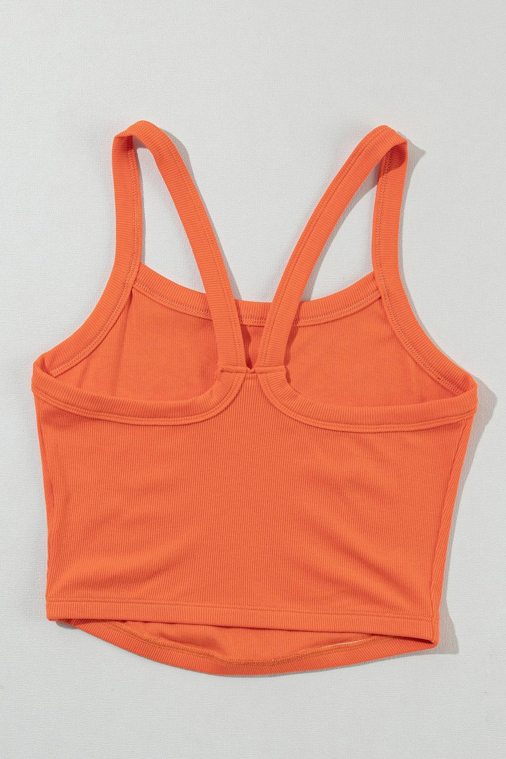 Grapefruit Orange Athletic Ribbed Cropped Cami Top