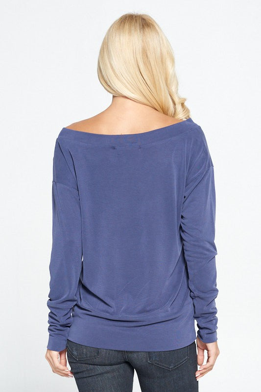 Off Shoulder Dolman Sleeve Knit Top