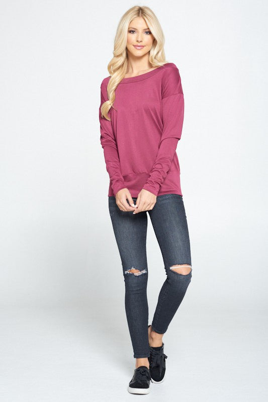 Off Shoulder Dolman Sleeve Knit Top