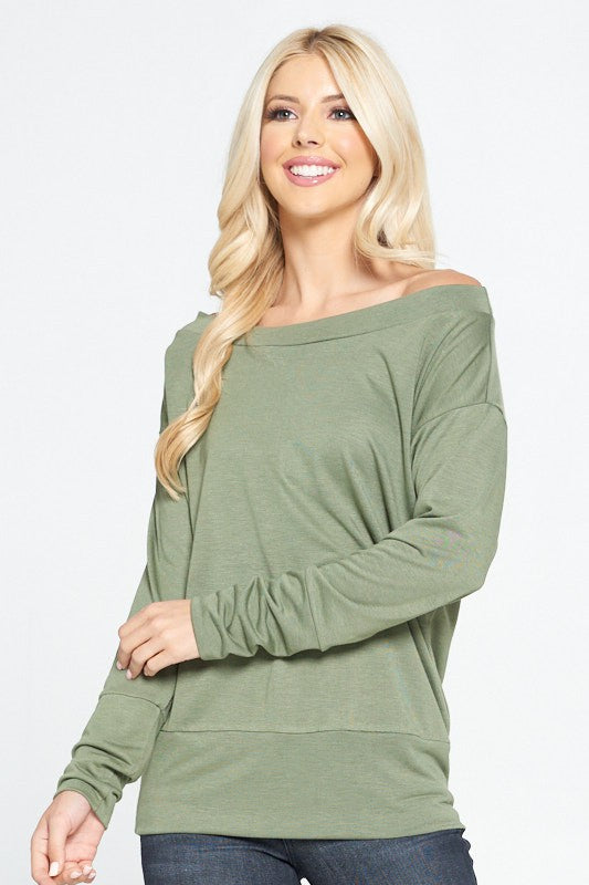 Off Shoulder Dolman Sleeve Knit Top