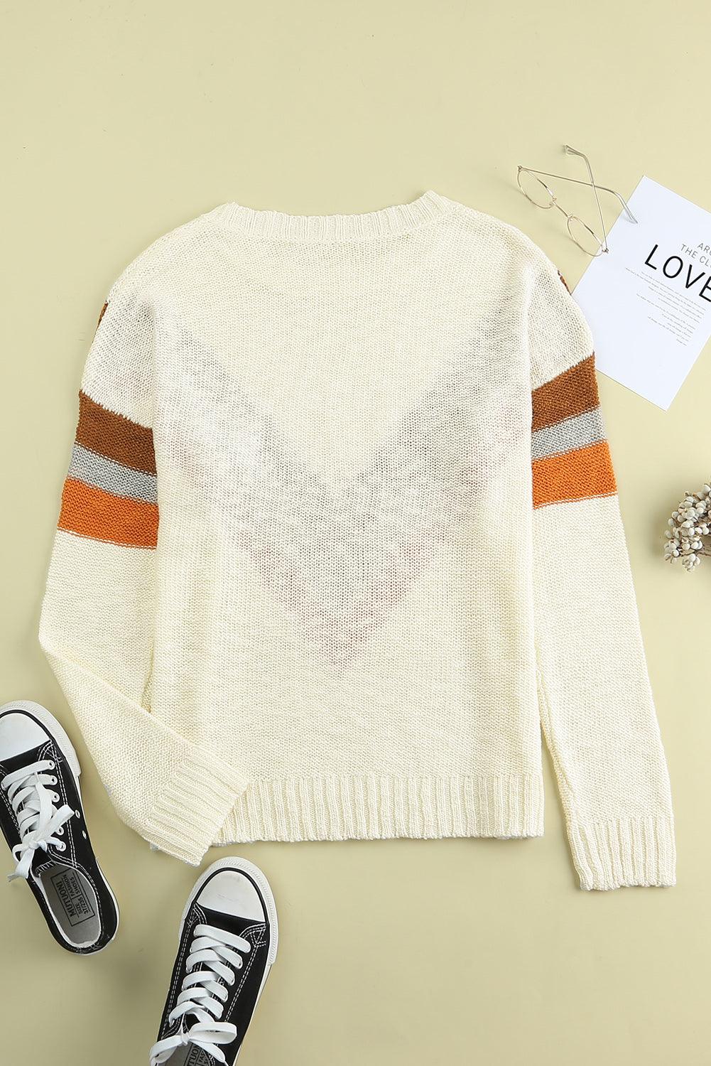 Multicolor Chevron Striped Drop Shoulder Sweater