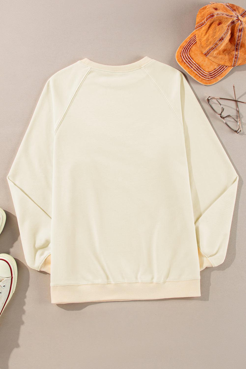 Apricot Rainbow Colorblock Striped Pullover Sweatshirt