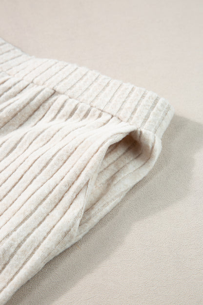 Ribbed Knit Bell Sleeve Crop Top Drawstring Pants Set
