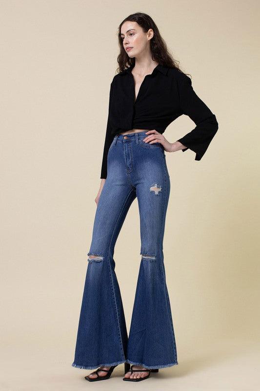 Mid Rise Flare Jeans- Doss Dollz