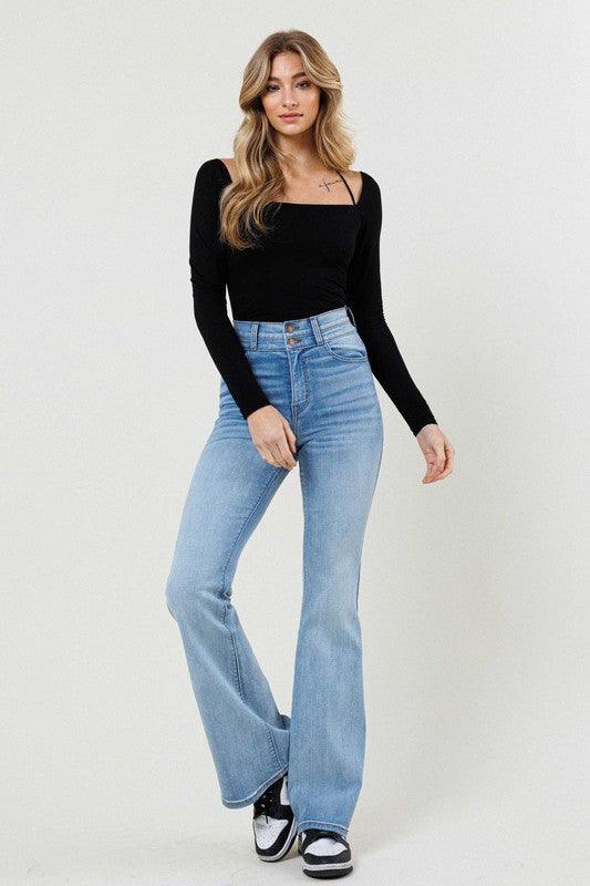 Mid Rise Flare Jeans- Doss Dollz