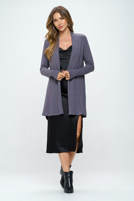 Brushed Knit Draped Cardigan with Cashmere Feel