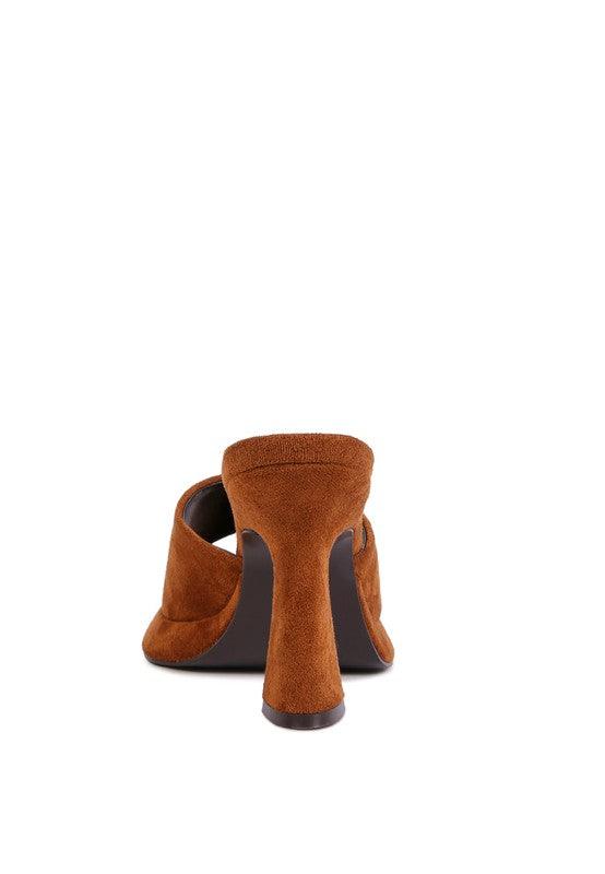 Copyme Micro Suede Slip On Spool Heel Sandals