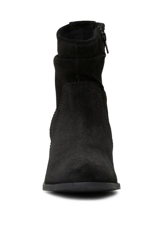 BOWIE Stacked Heel Leather Boots