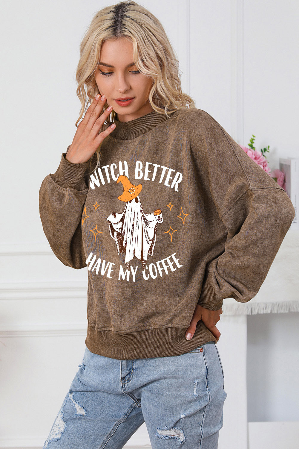 Brown HOWDY Western Fashion Graphic Sweatshirt