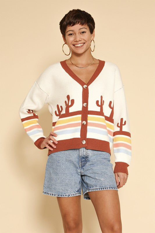 Desert retro stripe cardigan