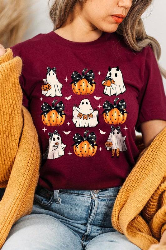 Cute Ghost Fall Pumpkin Halloween Graphic Tee