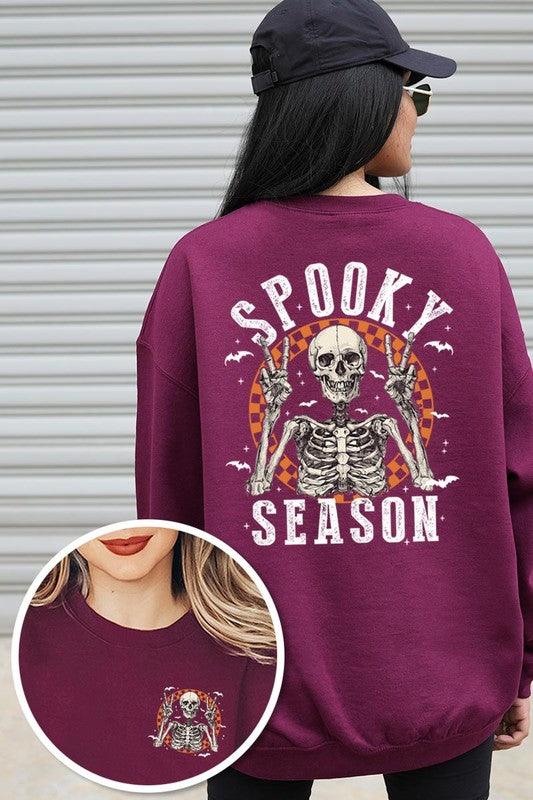 Spooky Season Skeleton Graphic Fleece Sweatshirts