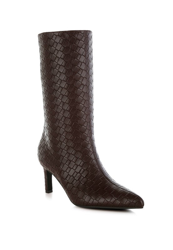 Mentha Woven Faux Leather Boots