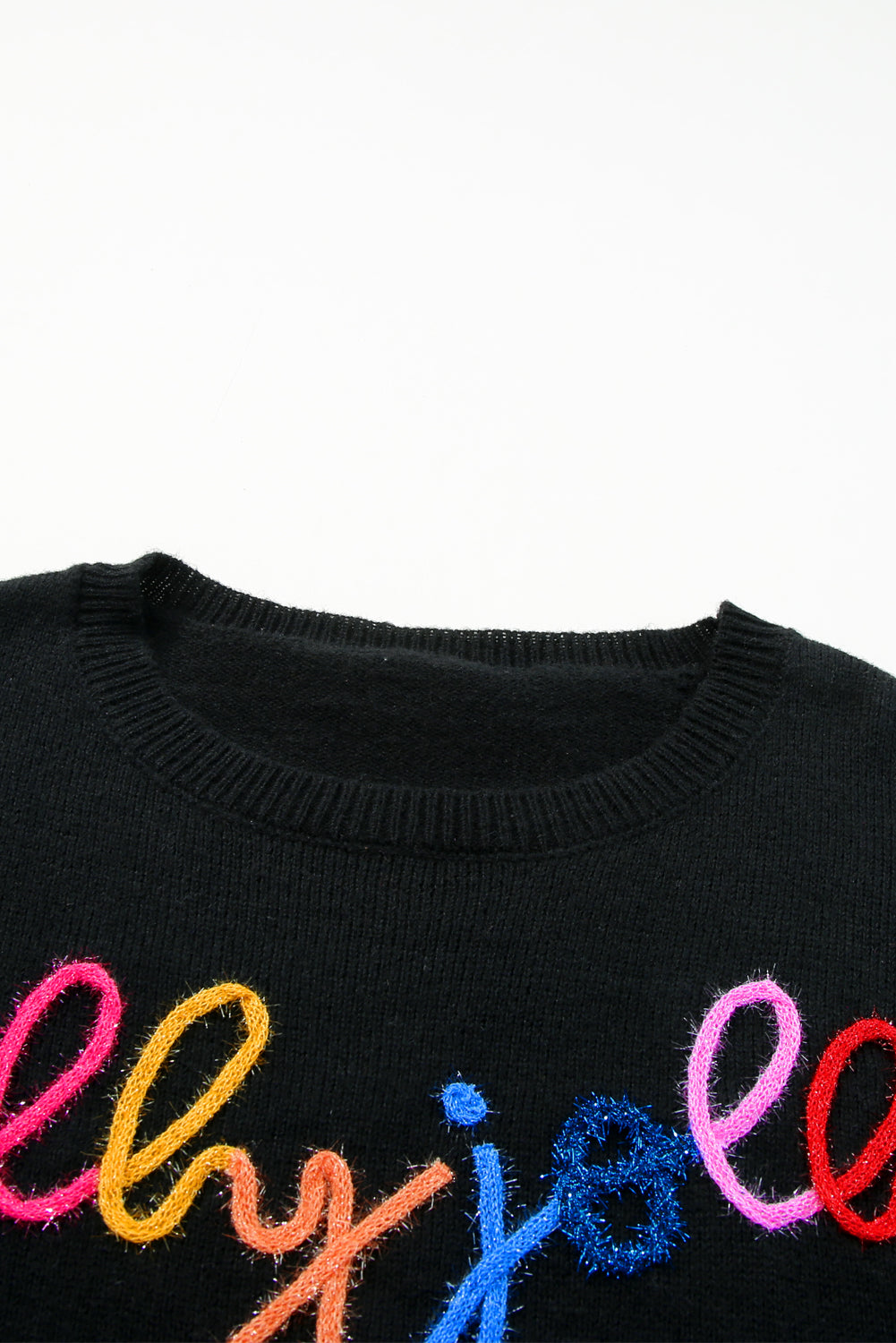 Glitter Print Round Neck Casual Sweater