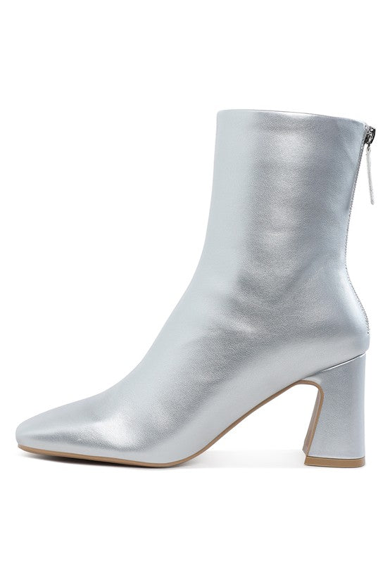 Simba Square Toe Metallic Ankle Boots