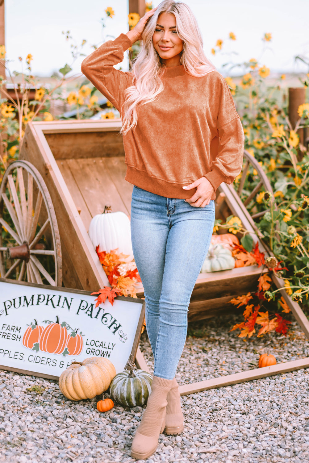 Brown HOWDY Western Fashion Graphic Sweatshirt
