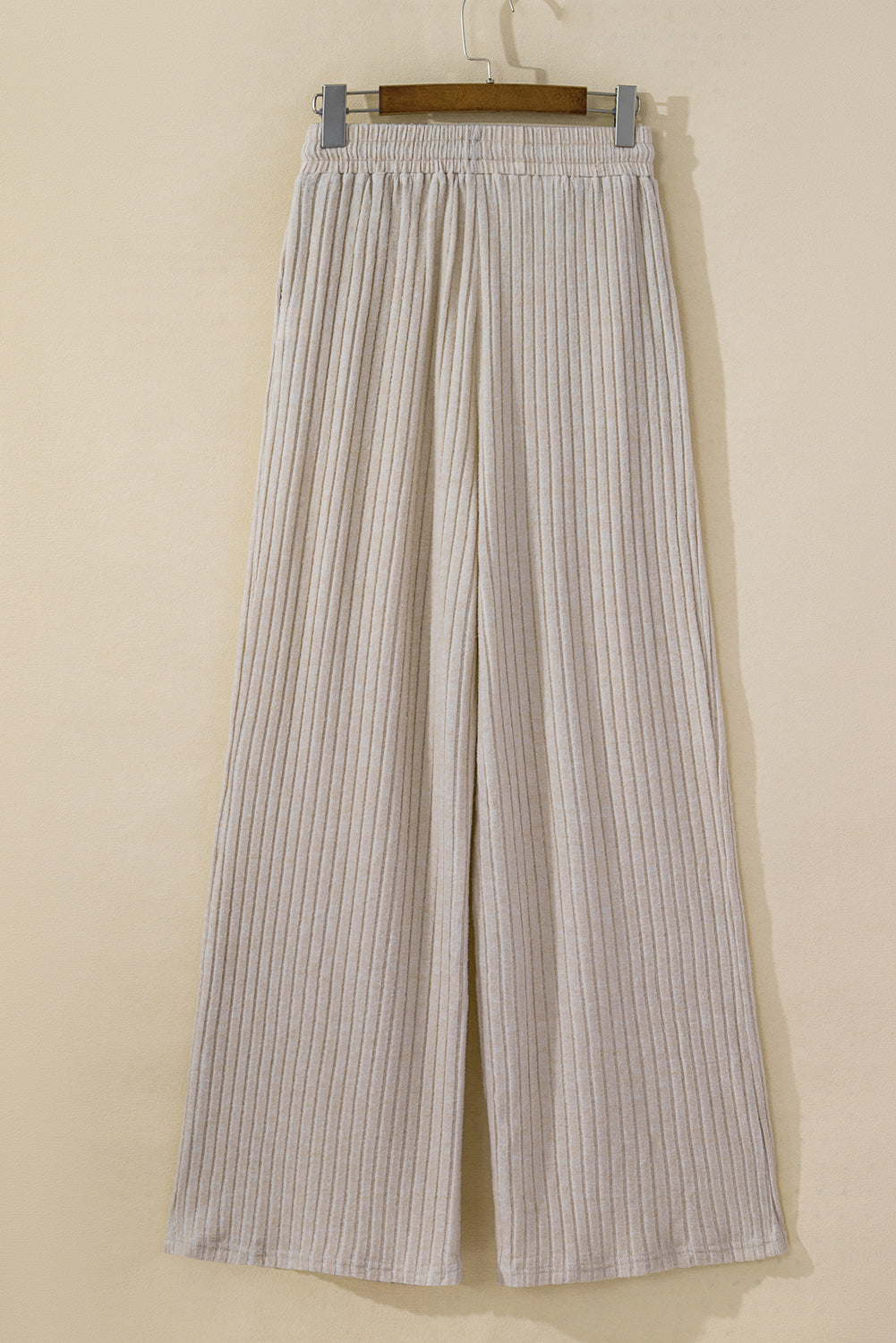 Ribbed Knit Bell Sleeve Crop Top Drawstring Pants Set
