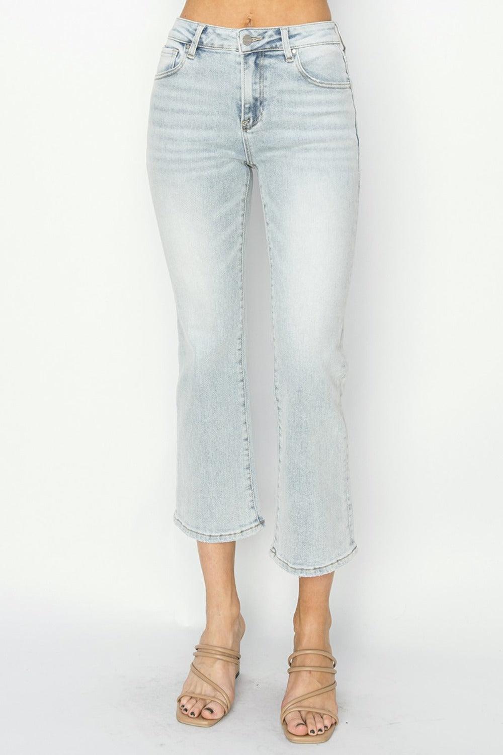 RISEN Full Size Mid Rise Cropped Flare Jeans