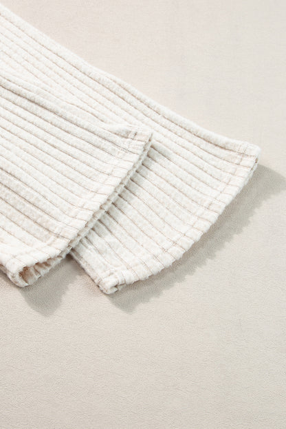 Ribbed Knit Bell Sleeve Crop Top Drawstring Pants Set