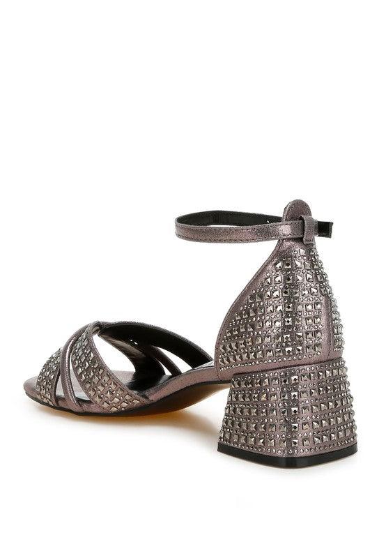 Babylon Low Block Heel Rhinestone Sandals