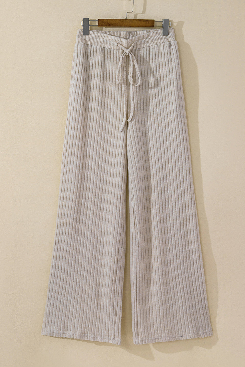 Ribbed Knit Bell Sleeve Crop Top Drawstring Pants Set