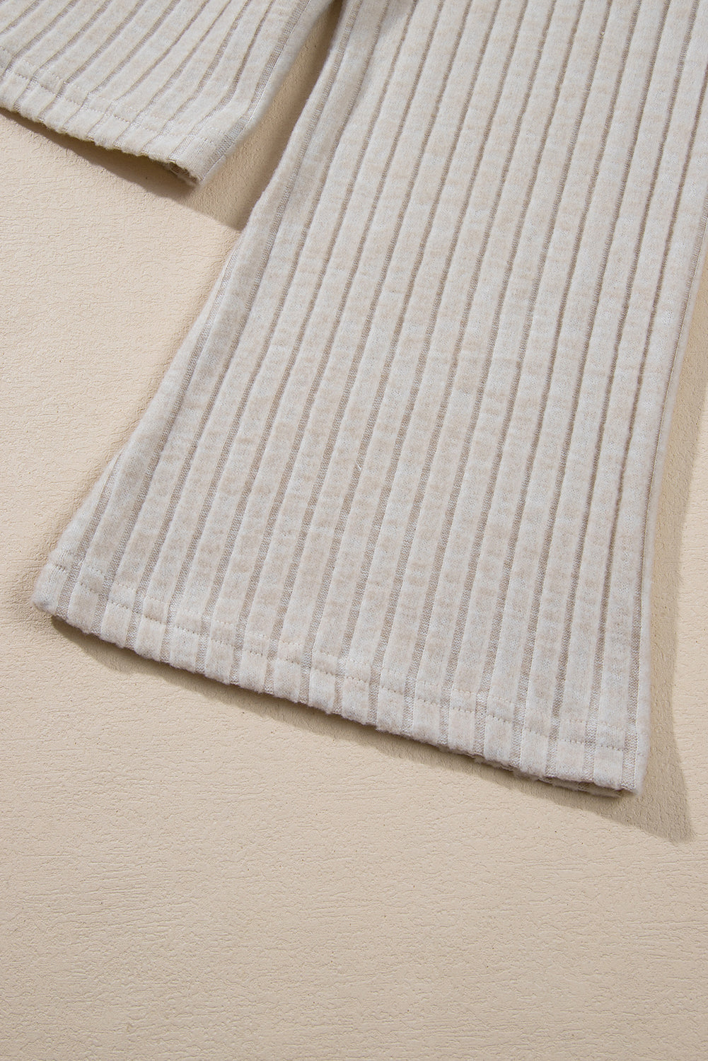 Ribbed Knit Bell Sleeve Crop Top Drawstring Pants Set