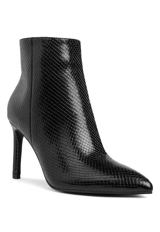 Tatria Textured Stiletto Heel Ankle Boots