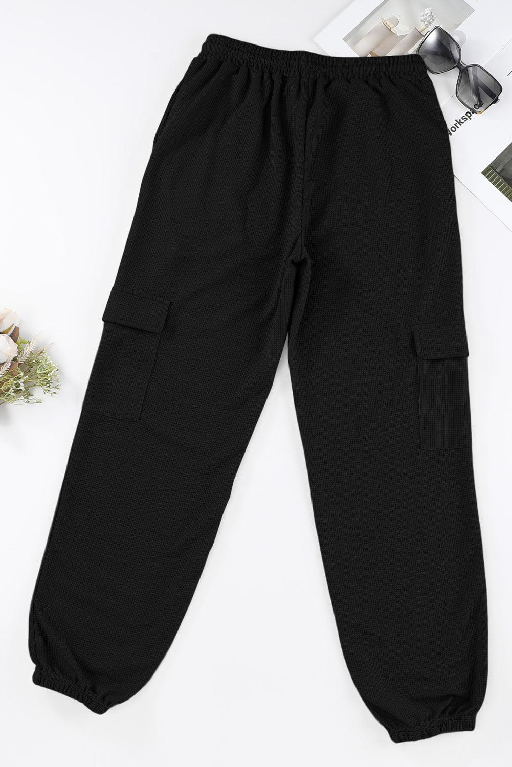 Waffle Texture Cargo Pocket Jogger Pants