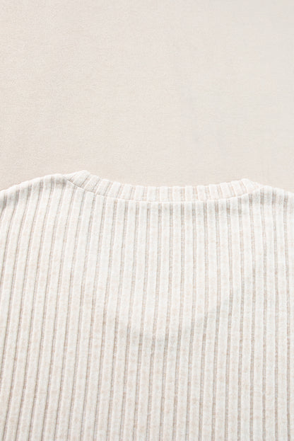 Ribbed Knit Bell Sleeve Crop Top Drawstring Pants Set