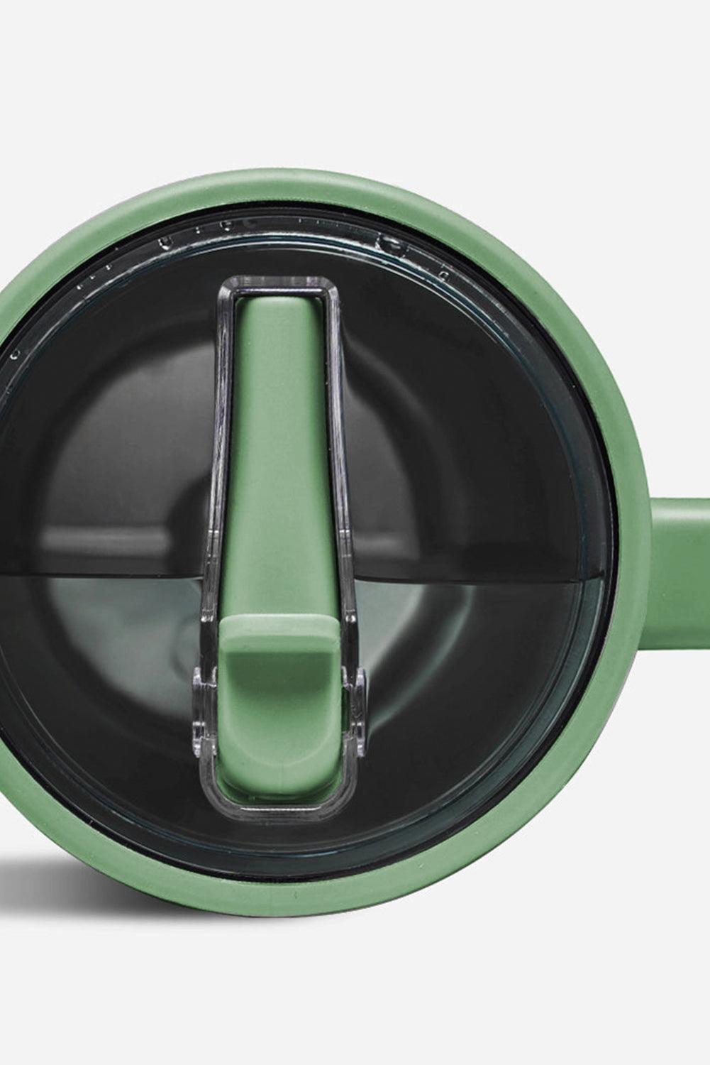 Dark Green Frosted Stainless Handle Large Vacuum Cup with Straw 40oz