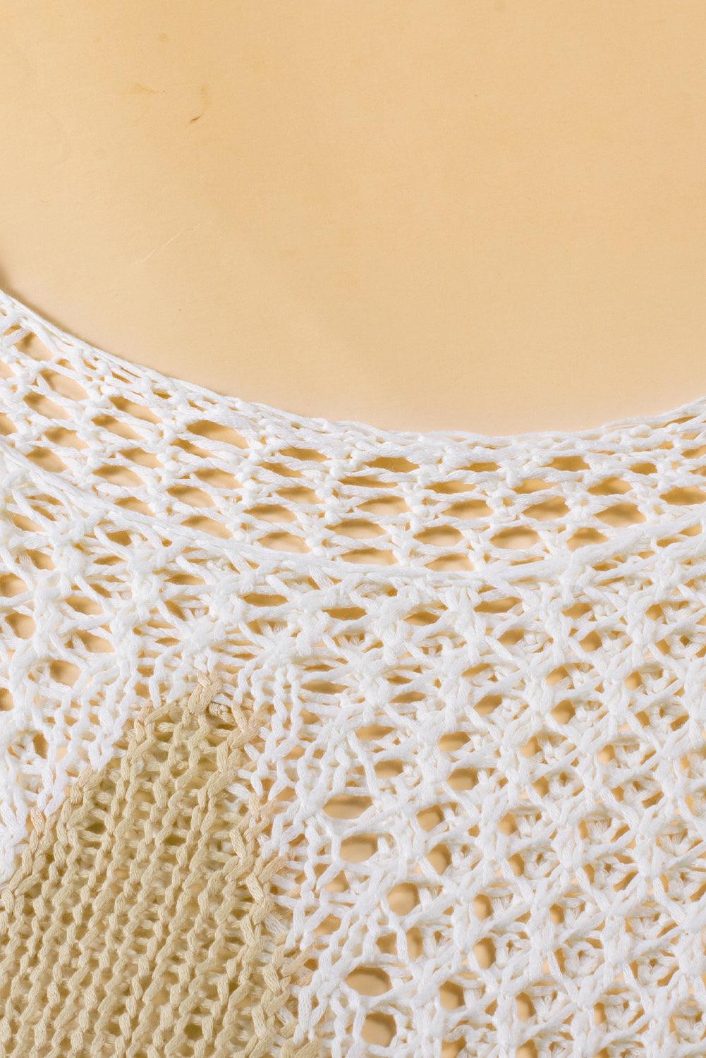 White Star Graphic Crochet Knitted  Top