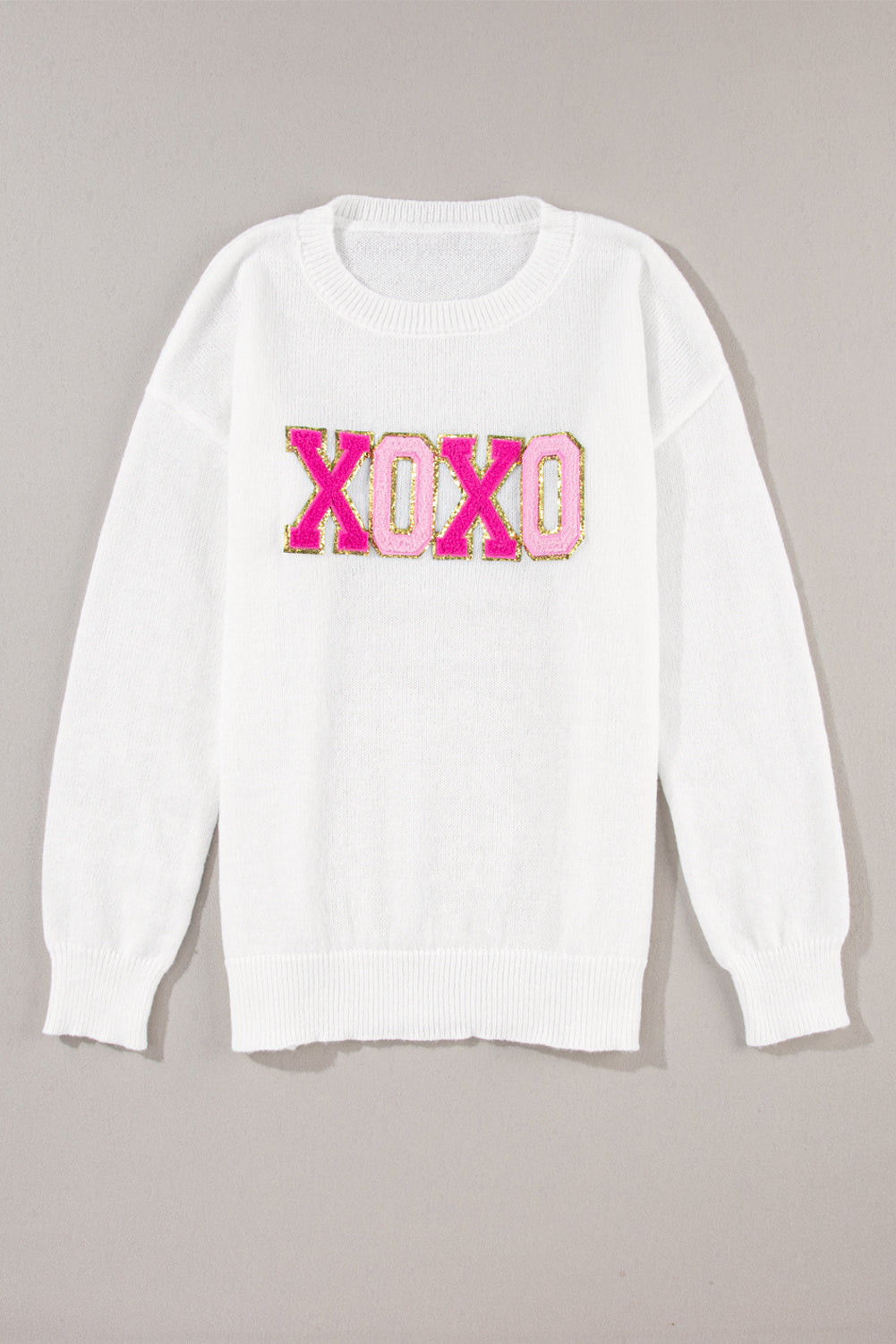 Glitter Print Round Neck Casual Sweater