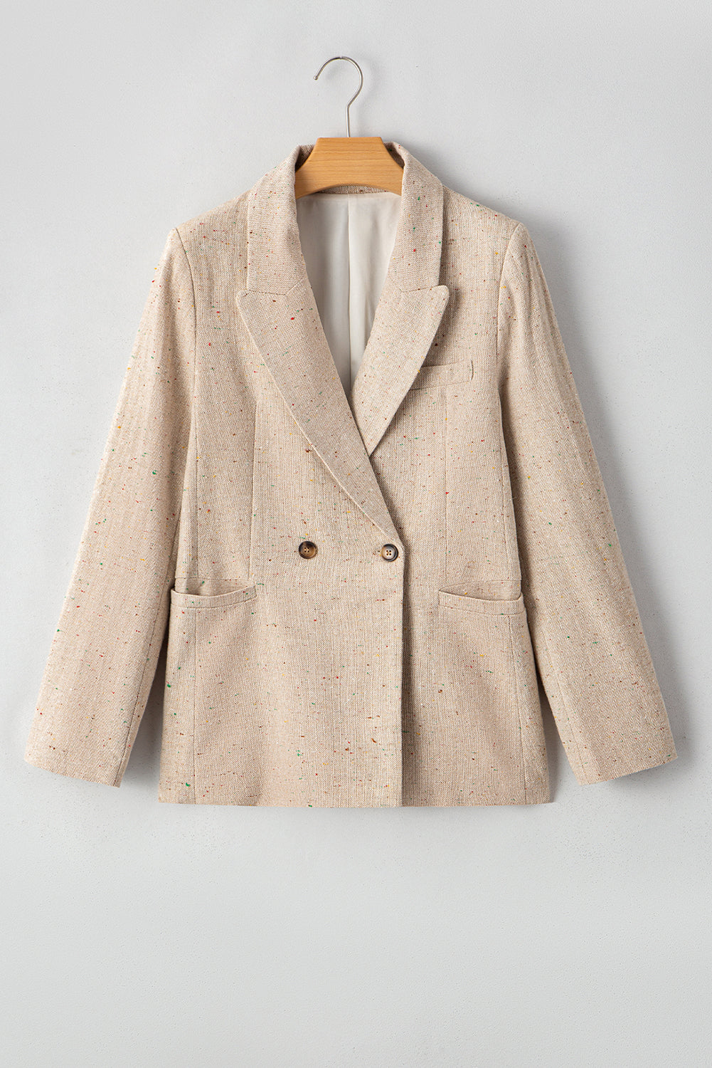 Oatmeal Single Breasted Elegant Suit Jacket