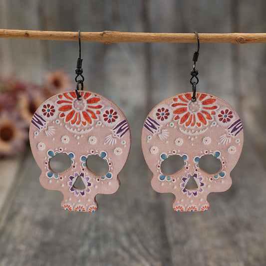 Hook Wooden Skeleton Earrings