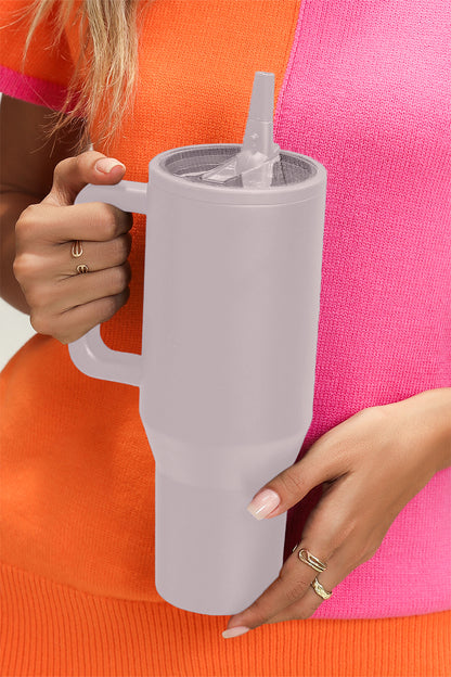Orchid Petal Frosted Stainless Handle Large Vacuum Cup with Straw 40oz