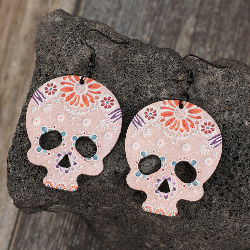 Hook Wooden Skeleton Earrings