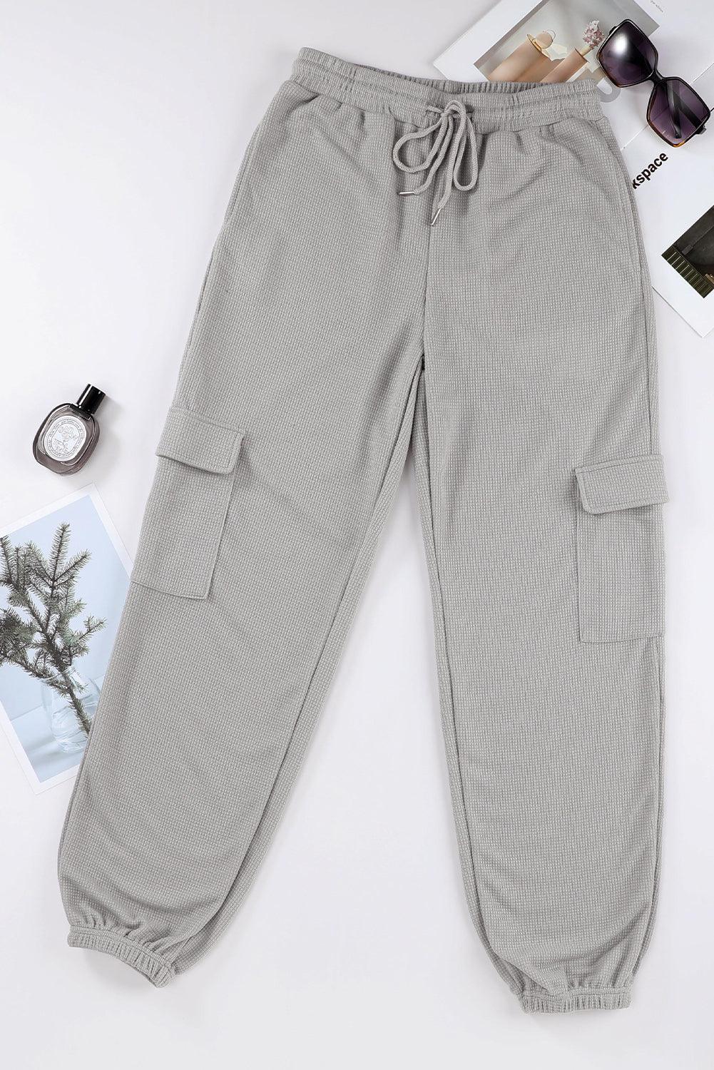 Waffle Texture Cargo Pocket Jogger Pants