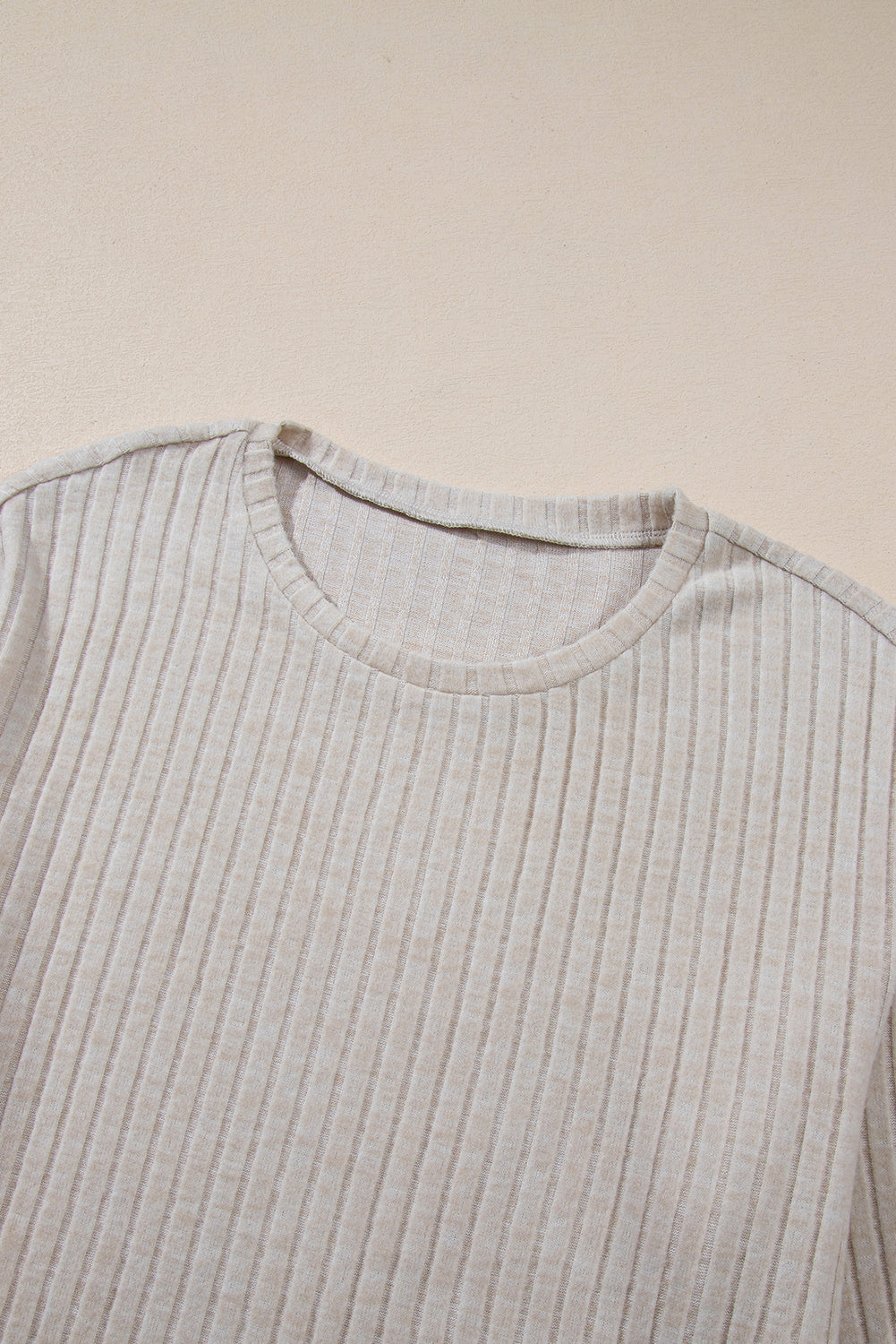 Ribbed Knit Bell Sleeve Crop Top Drawstring Pants Set