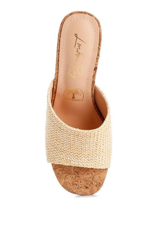 Addie Raffia Slip On Sandals