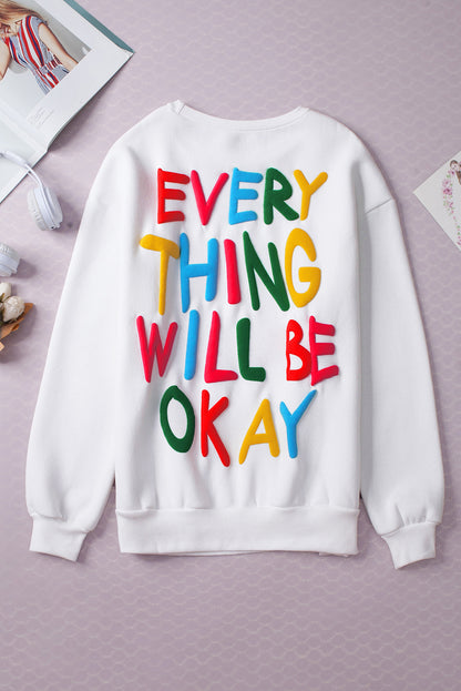 White XOXO Glitter Chenille Cable Knit Pullover Sweatshirt