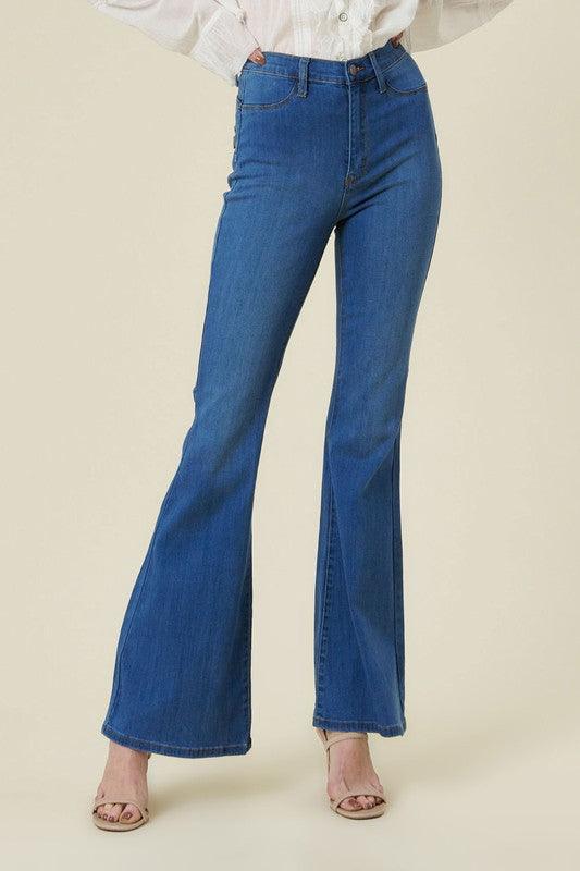 Mid Rise Flare Jeans- Doss Dollz