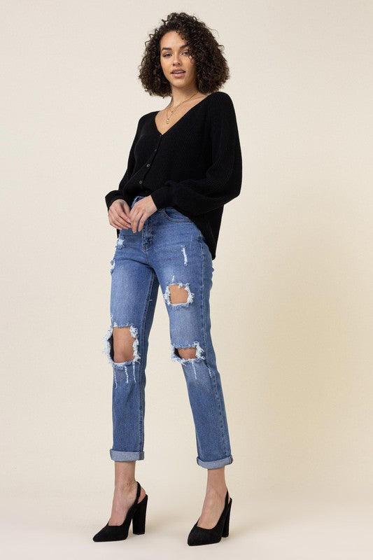 Mid Rise Flare Jeans- Doss Dollz