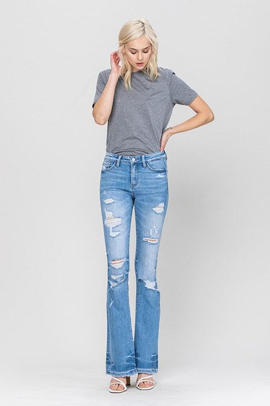 Mid Rise Flare Jeans- Doss Dollz