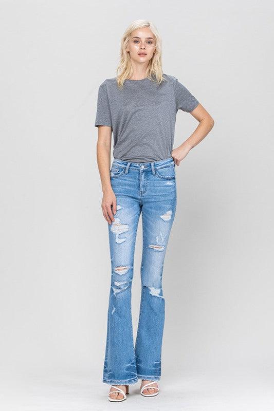 Mid Rise Flare Jeans- Doss Dollz